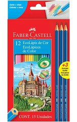 LAPIZ COLOR FABER x12 LARGO+3LAP