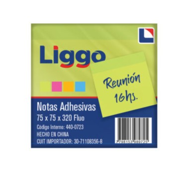 STICK NOTAS LIGGO FLUO 75x75