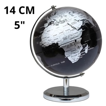 GLOBO TERRAQUEO 14cm 140M NEGRO PLATA