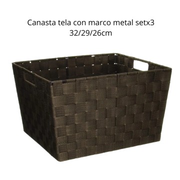 BZ CANASTA TELA 5M13089 SET 3pz MARCO METAL