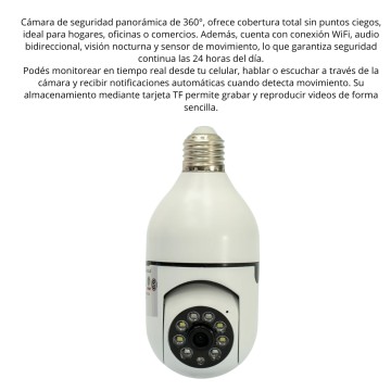 COMP CAMARA SEGURIDAD CC105/CC103 C/WIFI 360°